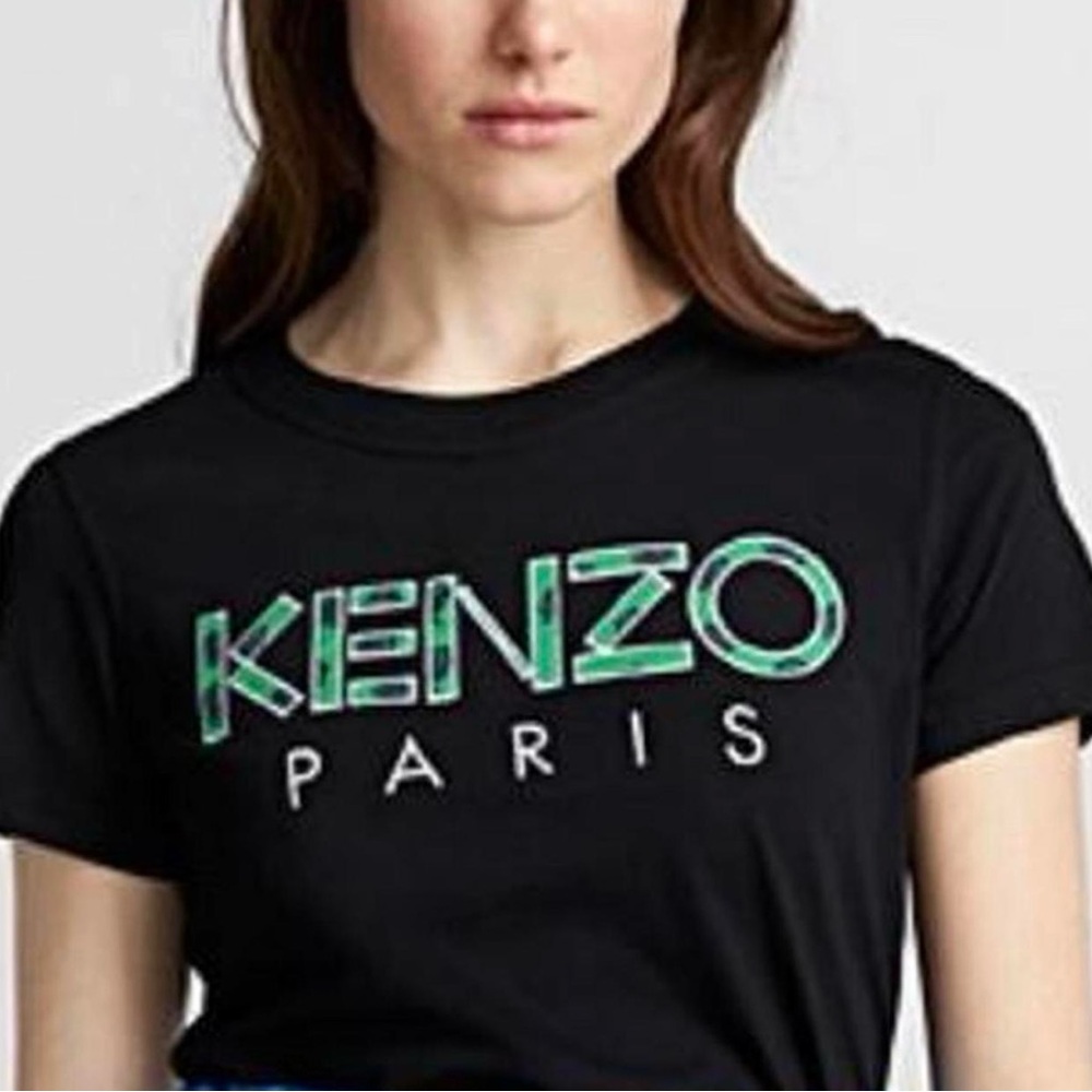 Kenzo Black T-Shirt with Green Logo